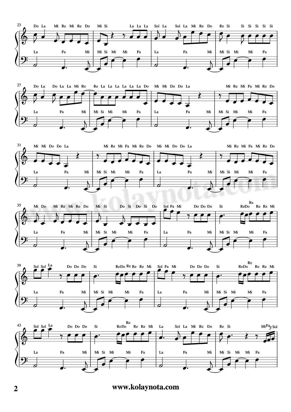 Havana Piyano Notaları - 2