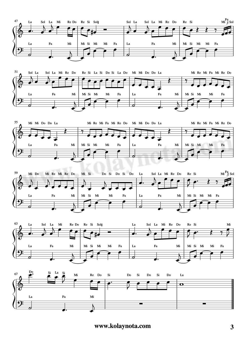 Havana Piyano Notaları - 3