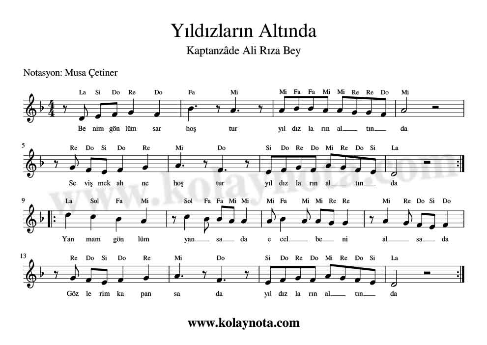 Yıldızların Altında Melodika Notası
