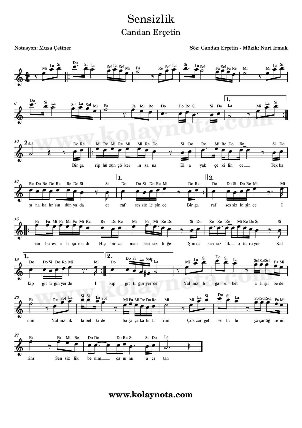 Sensizlik - La Minör Notası