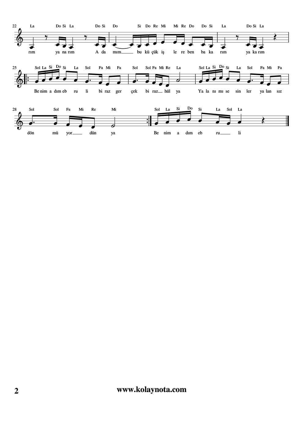 Ebruli Kolay Notası - 2