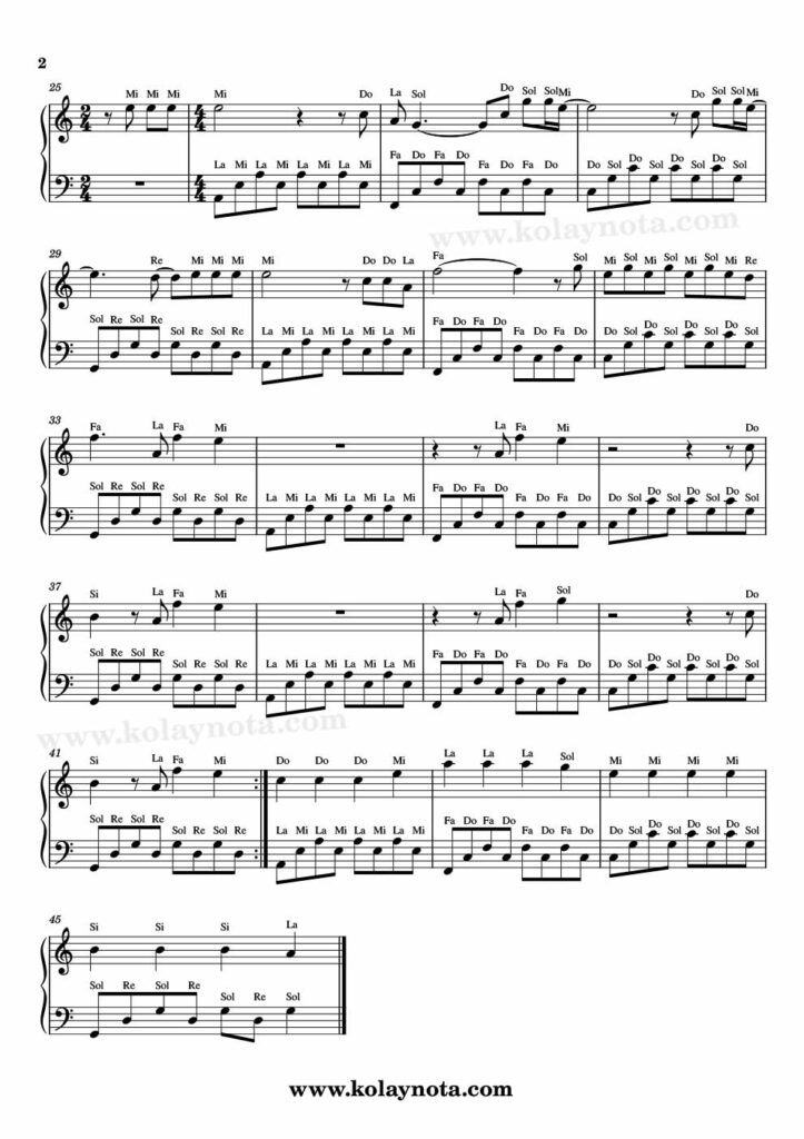 Faded - Piyano Notası - 2