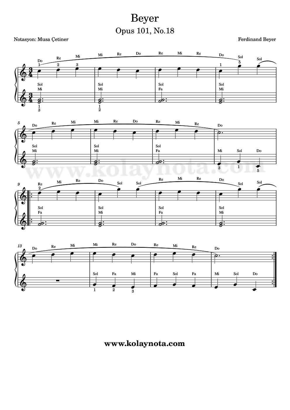 Beyer, Opus 101, No. 18 - Do Re Mi