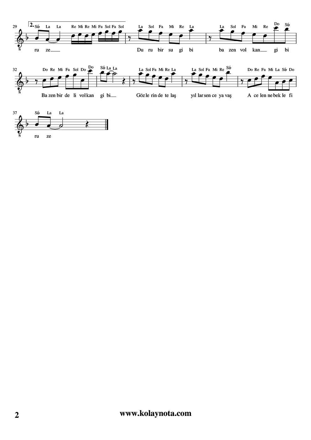 Firuze - Kolay Notası - 2