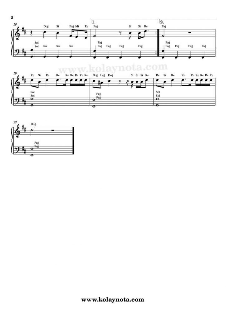 Enemy - Piyano Notası - 2