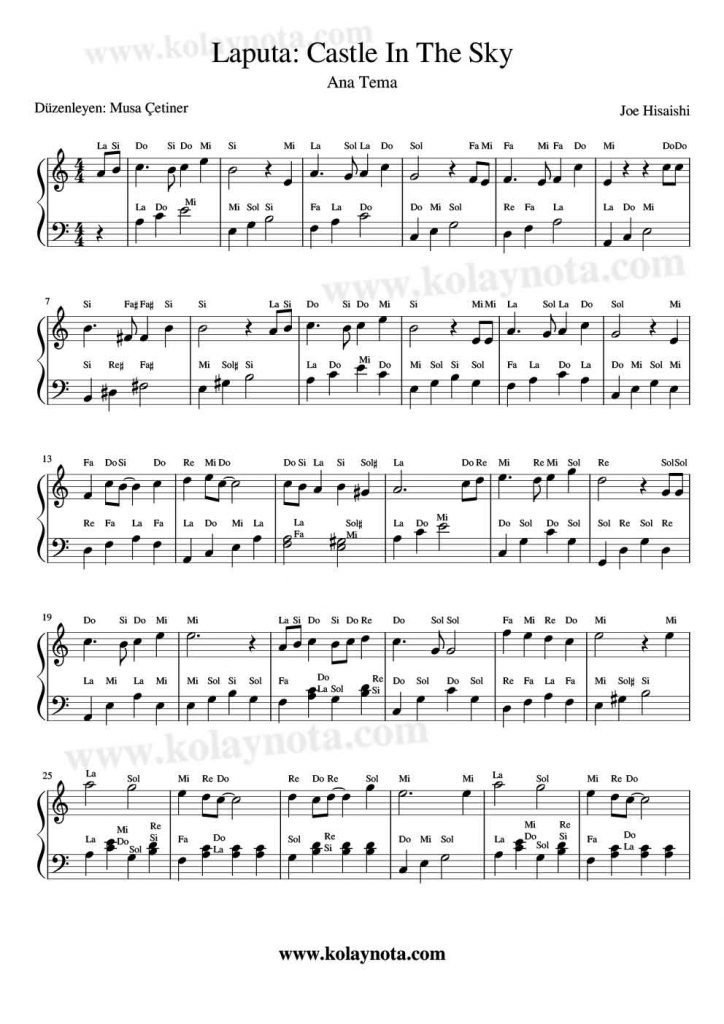 Laputa: Castle In The Sky - Piyano Notası