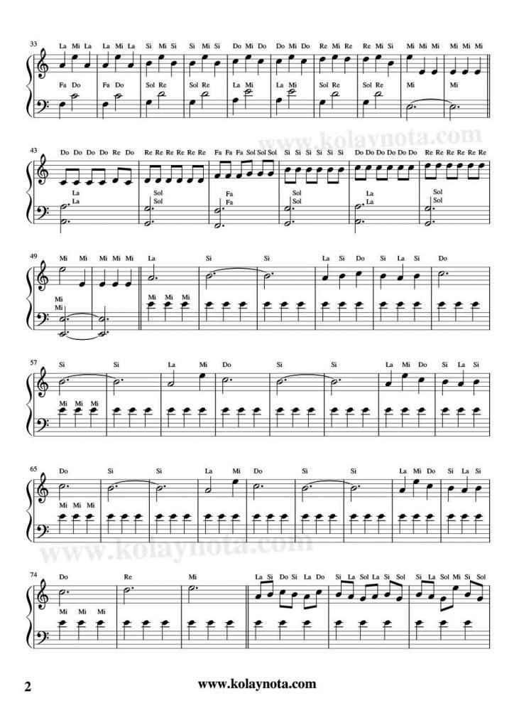 Interstellar - Kolay Piyano Notası - 2