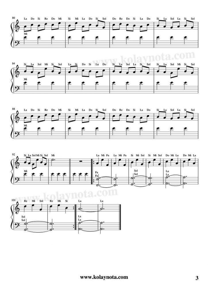 Interstellar - Kolay Piyano Notası - 3