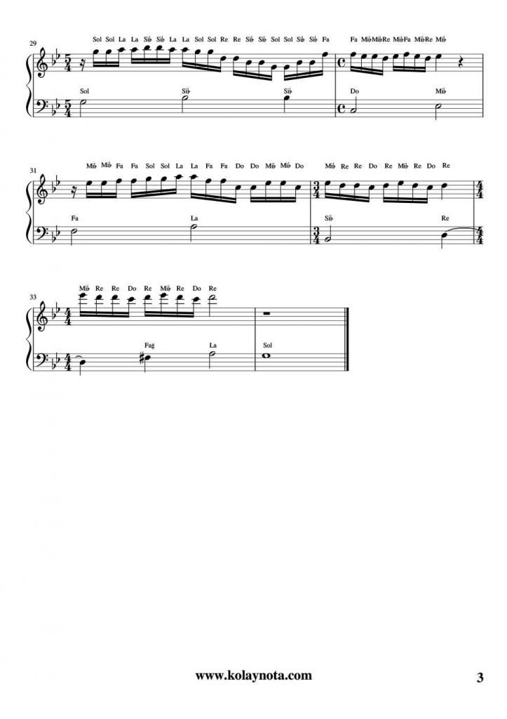 Mariage d'amour (Spring Waltz) - Kolay Piyano Notası - 3
