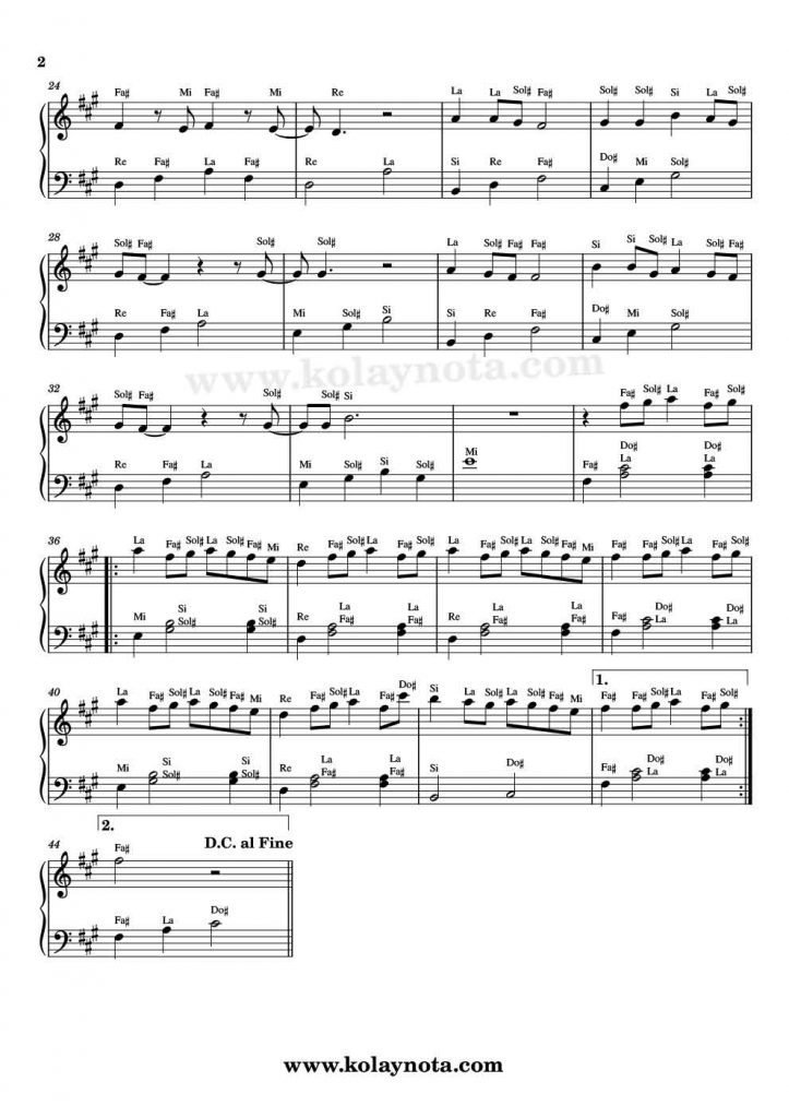 Olsun - Piyano Notası - 2
