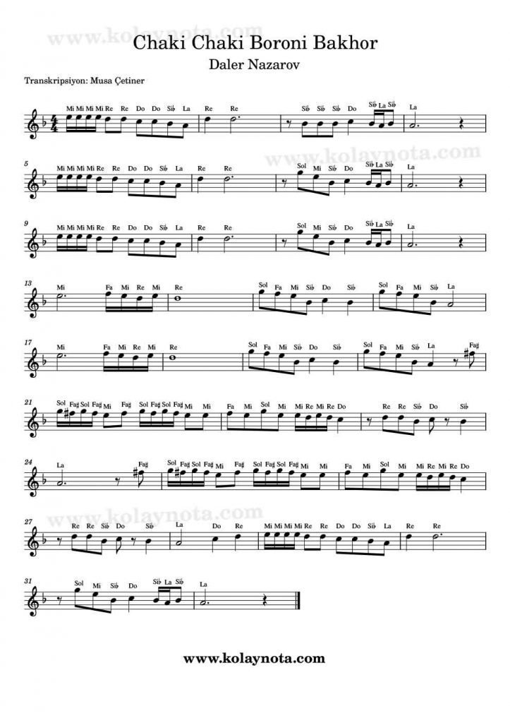 Chaki Chaki Boroni - Nota