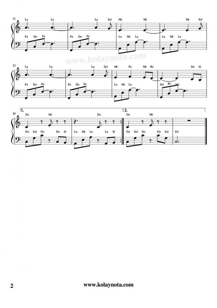 Hallelujah - Piyano Nota - 2
