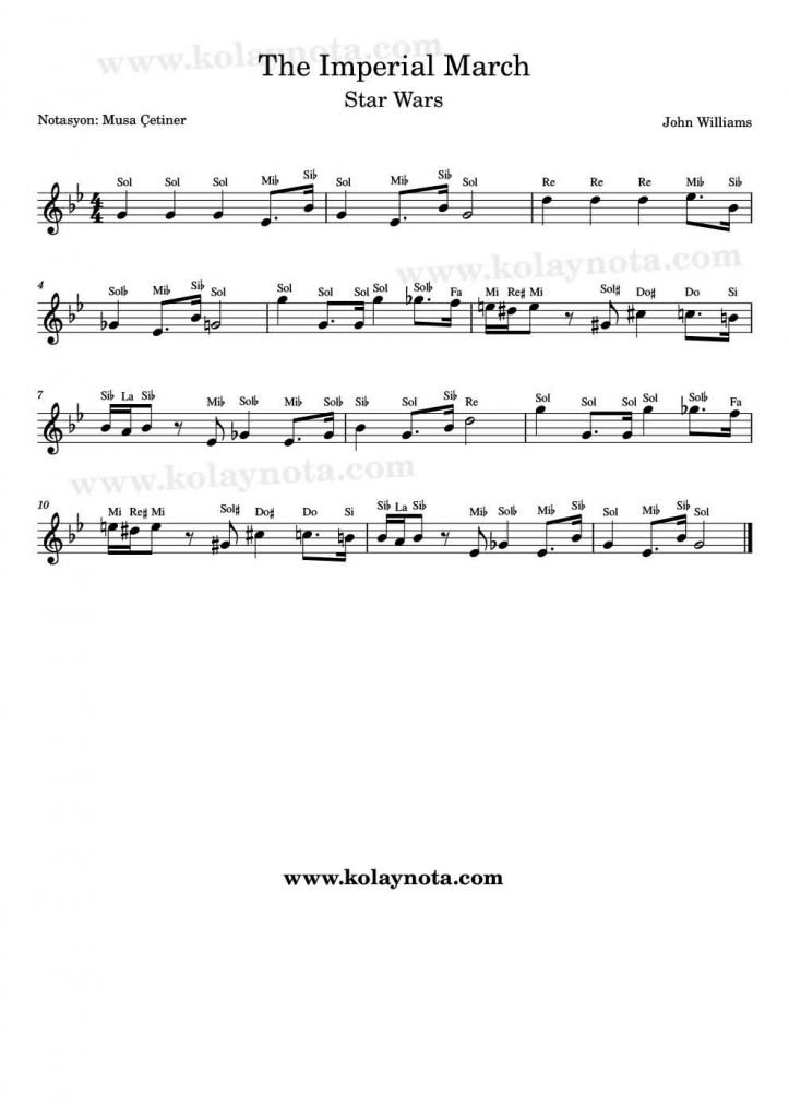 The Imperial March - Nota