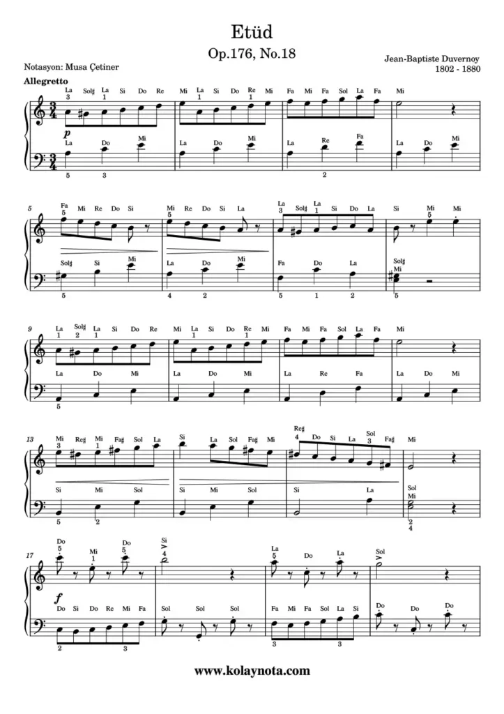 Duvernoy - Etüt Op.176 No.18