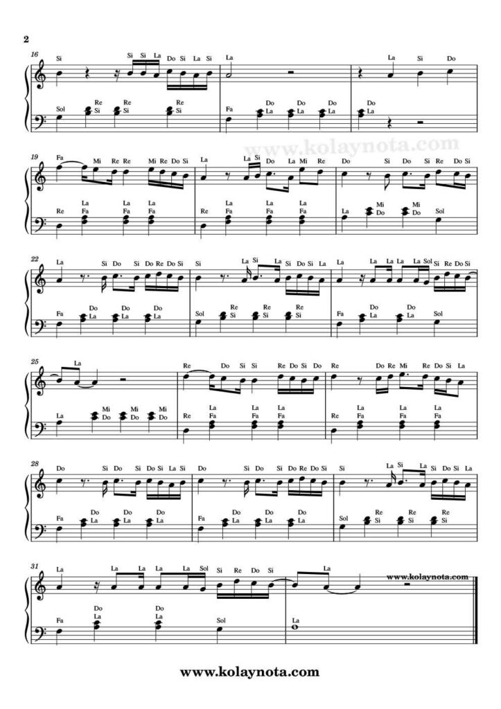 Hırka Piyano Notası - 2