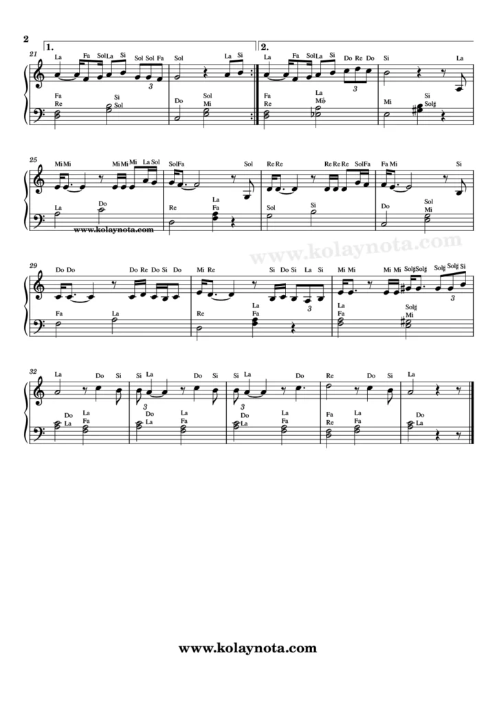 Ben Böyleyim - Piyano Notası - 2