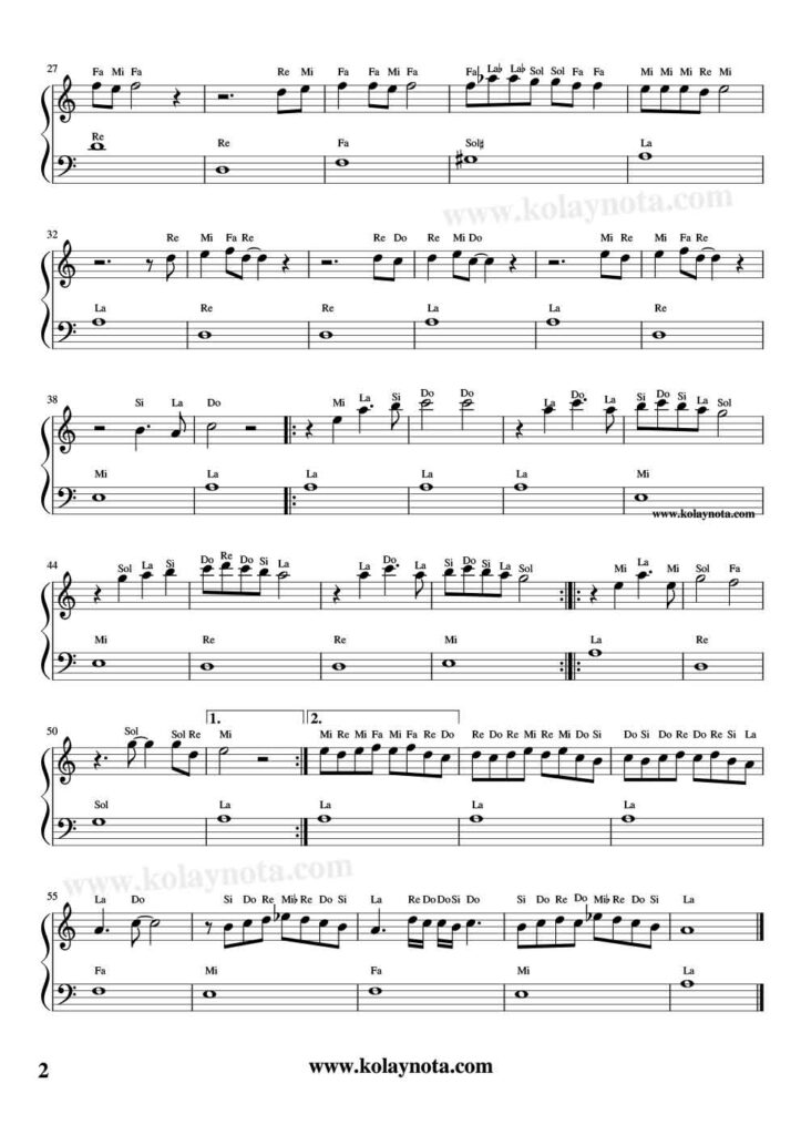 Masum Değiliz - Piyano Nota - 2