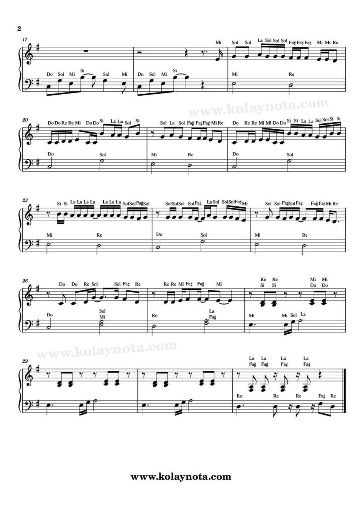 DKTT - Yalan - Piyano Nota - 2