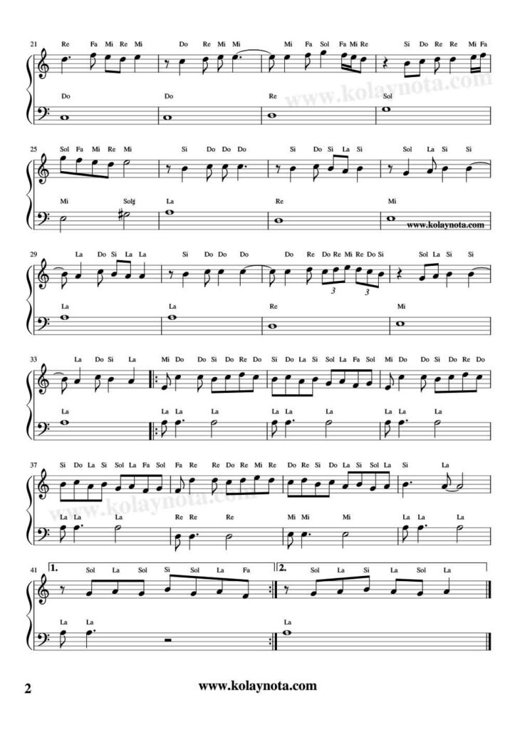 Zalim - Piyano Notası - 2