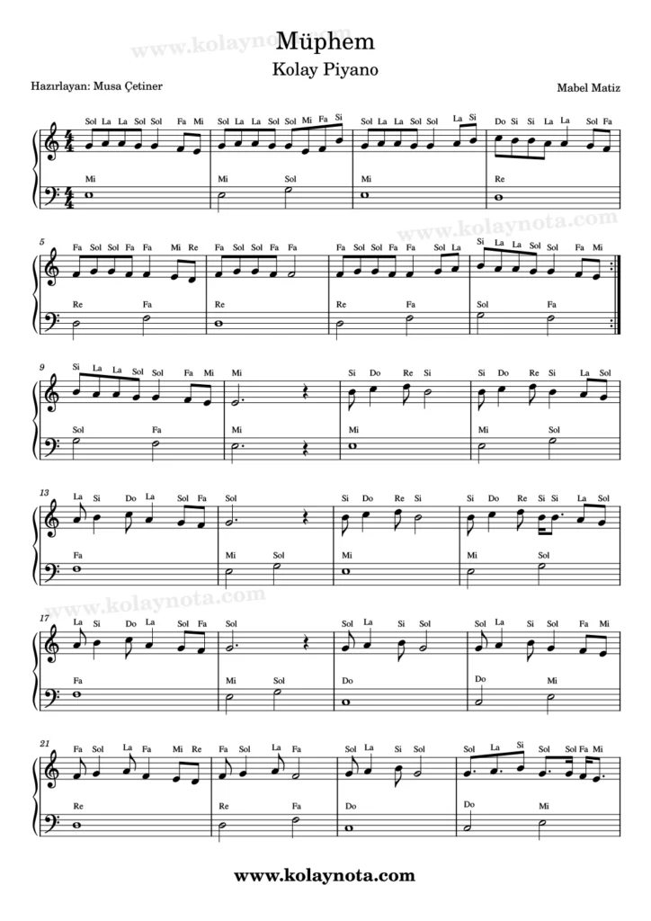 Müphem - Piyano Notası