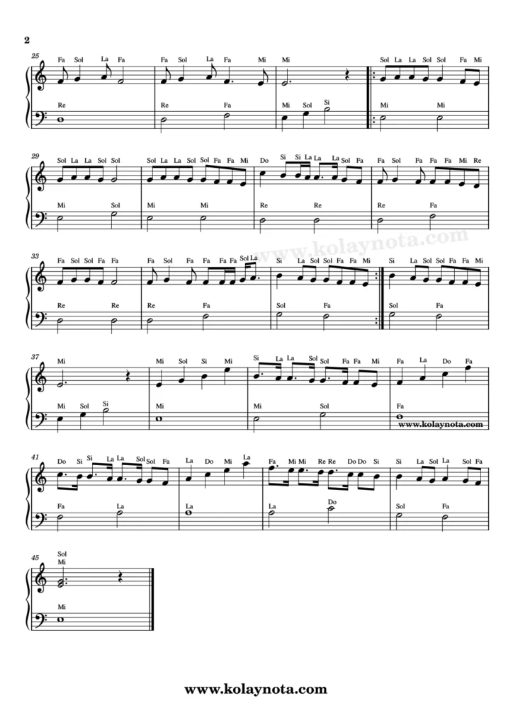 Müphem - Piyano Notası - 2