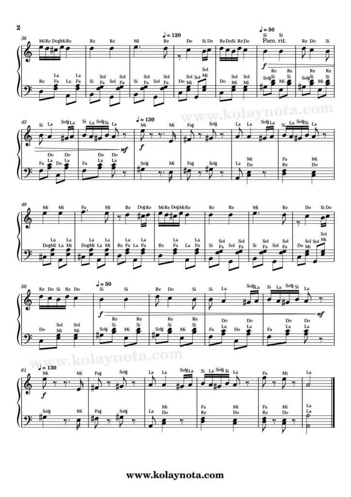 Macar Dansı No.5 - Piyano Nota - 2