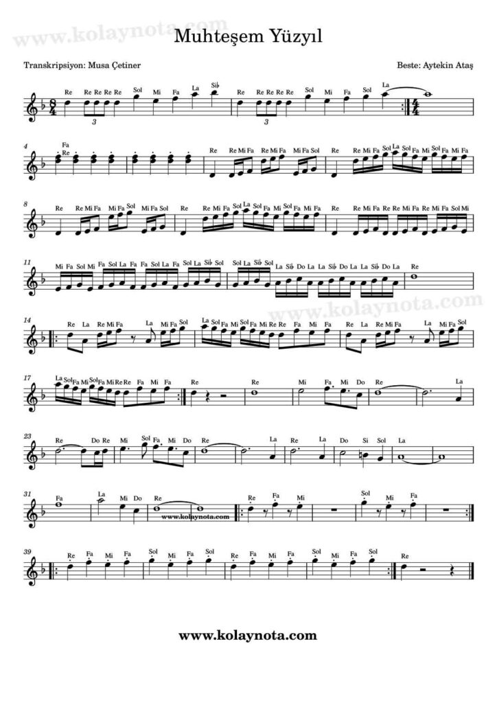 Muhteşem Yüzyıl Nota