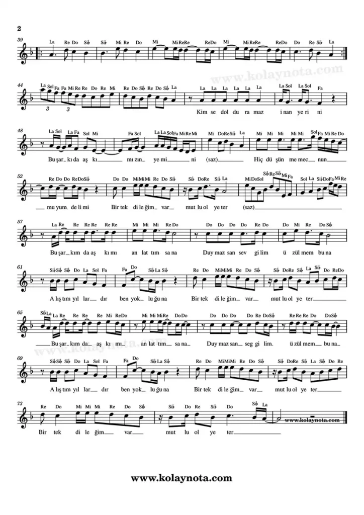 Mutlu Ol Yeter - Nota - 2