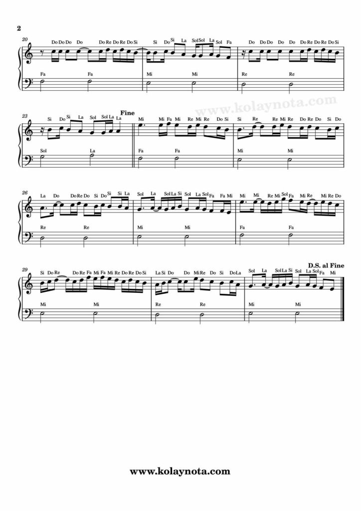 Yakışıklı - Piyano Notası - 2