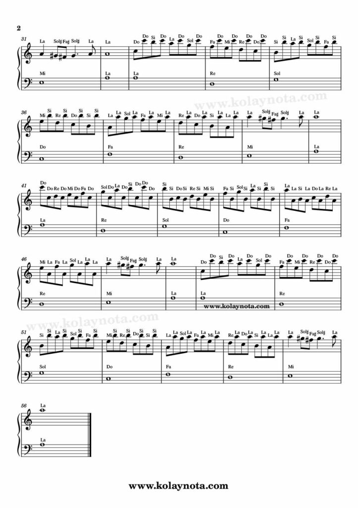 Passacaglia - Piyano Notası - 2