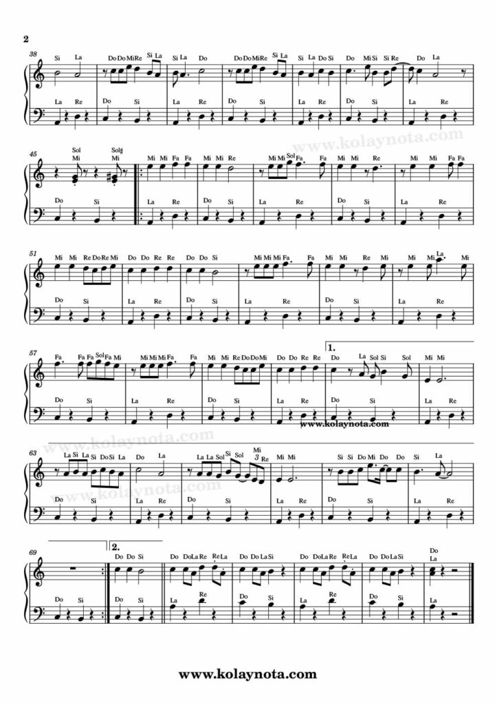 Derniere Danse - Piyano Nota - 2