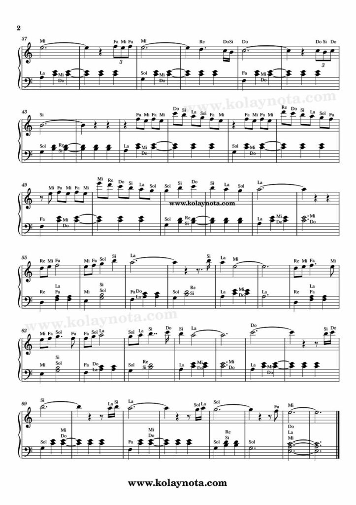 Aşk Mühürü - Piyano Nota - 2