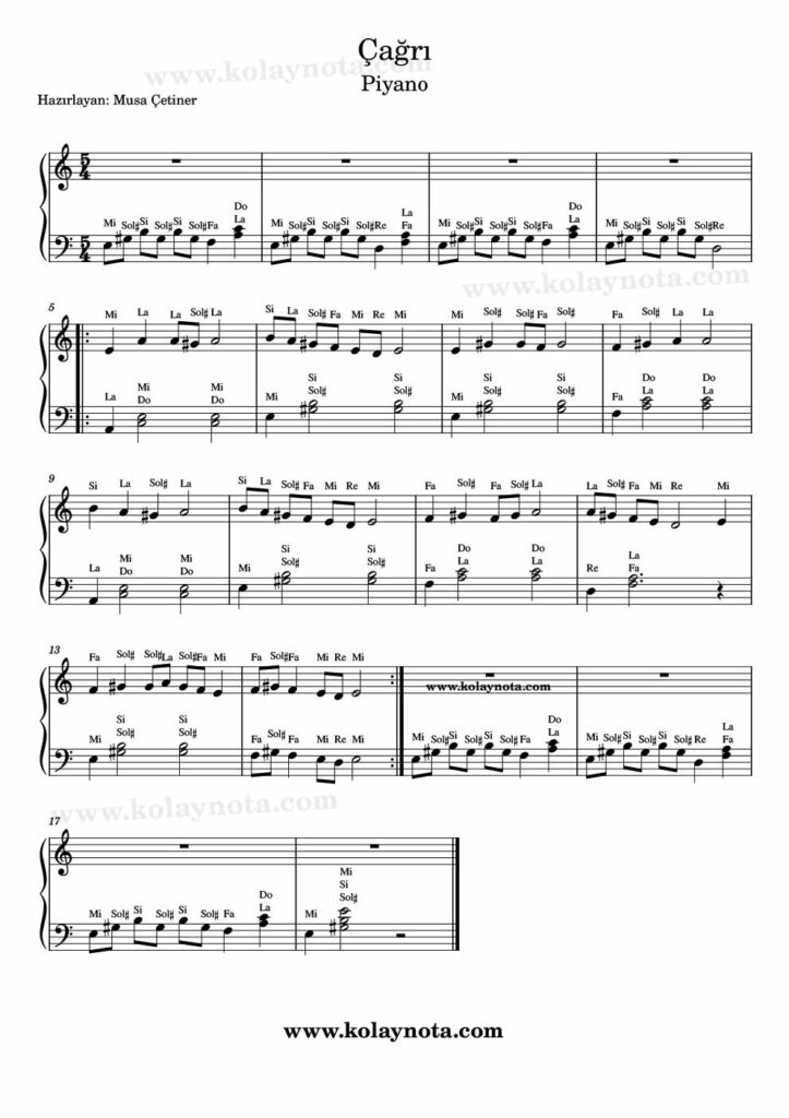 Çağrı - Piyano Notası
