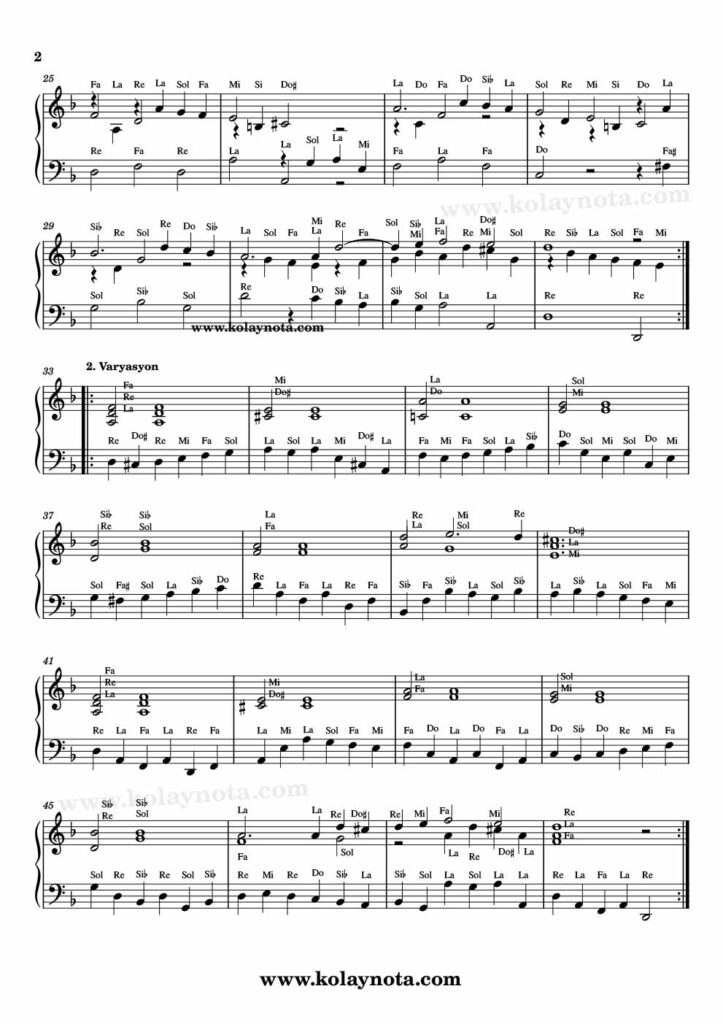 Handel - Sarabande - Piyano Nota - 2