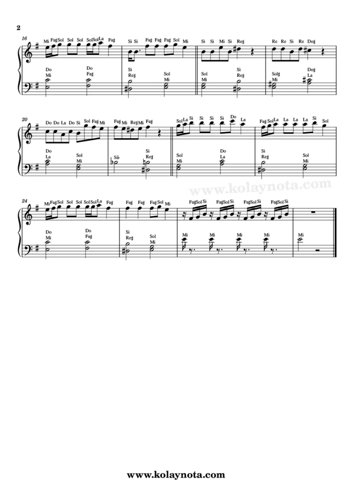Kız Çocuğu - Piyano Nota - 2