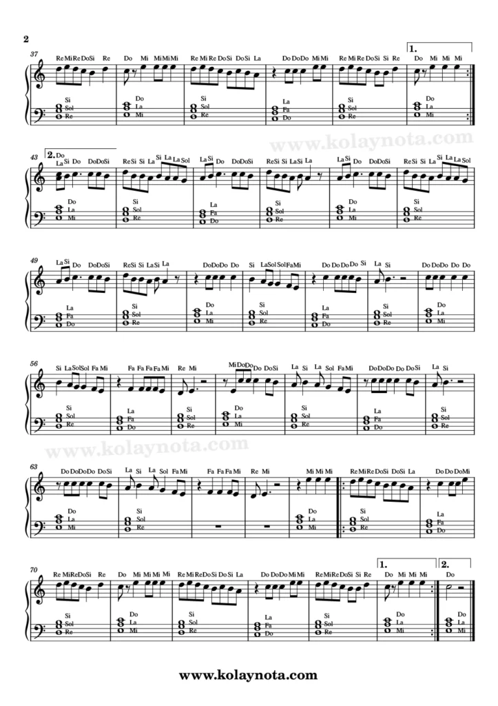 Renklensin - Piyano Notası - 2