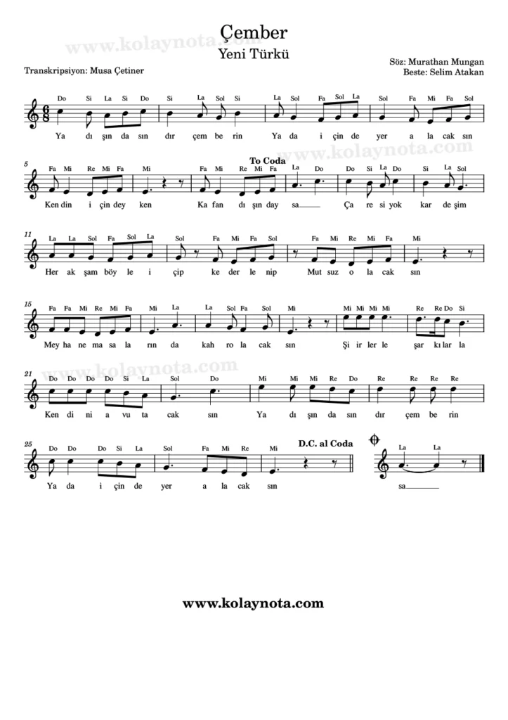 Çember - Nota