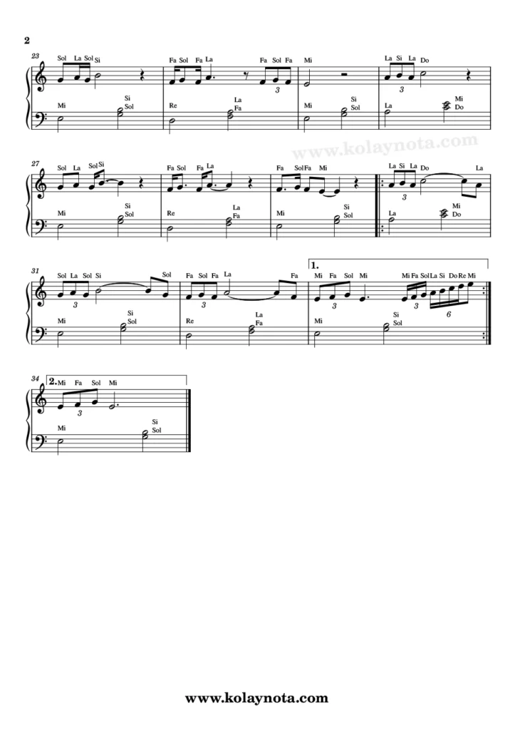 İnkar Etme - Piyano Notası - 2