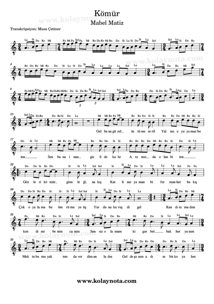Kömür - Nota