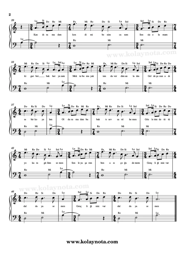 Kömür - Piyano Notası - 2