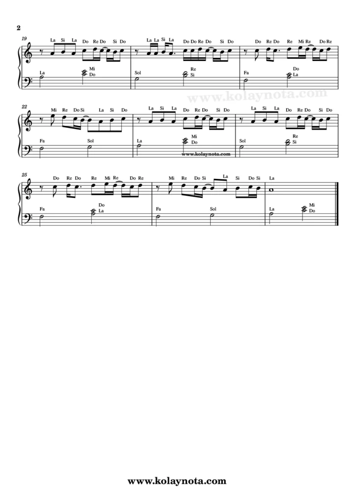 Aşk Yok Olmaktır - Piyano Notası - 2