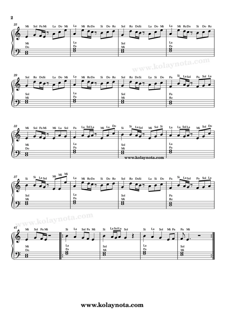 İmkansız Bir Aşk Denir - Piyano Nota - 2