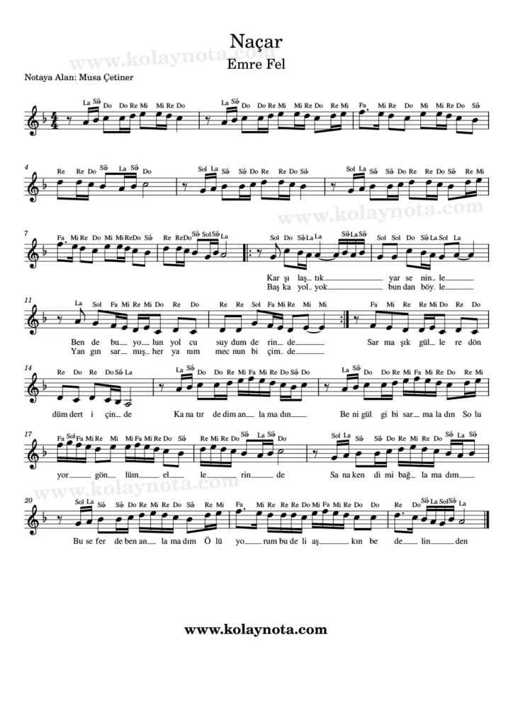 Emre Fel - Naçar - Nota