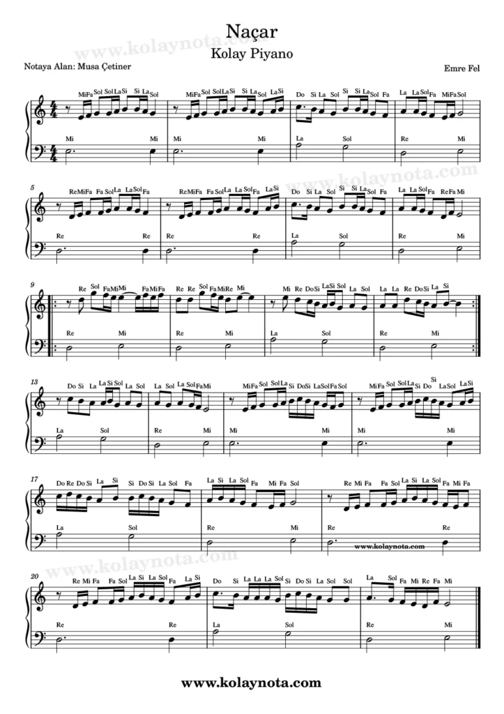 Naçar - Piyano Nota