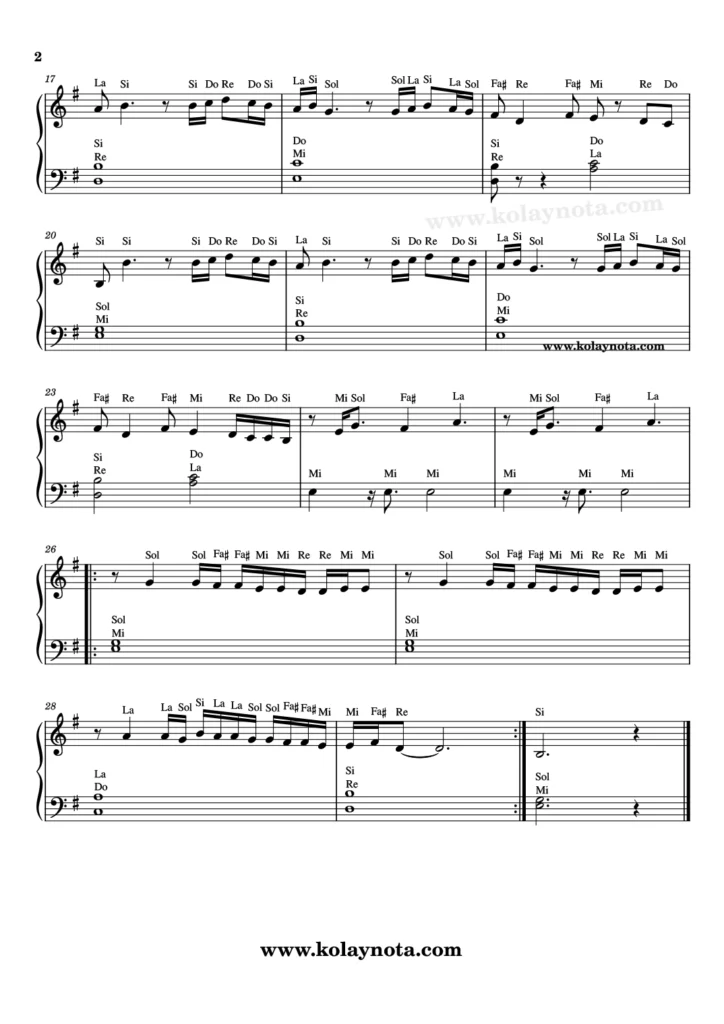 Acıtır Gibi Severek - Piyano - 2. Sayfa