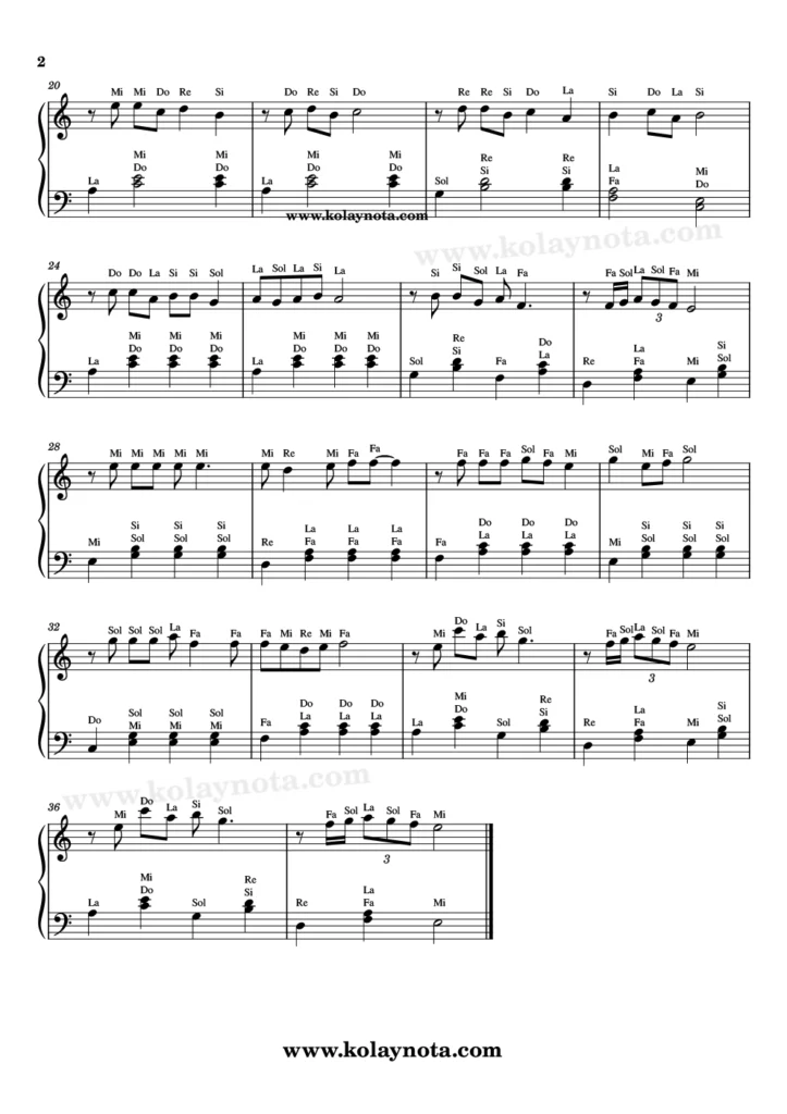 Tükeneceğiz - Piyano Nota - 2