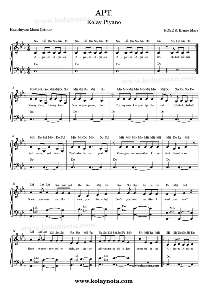 APT. - Piyano Notası