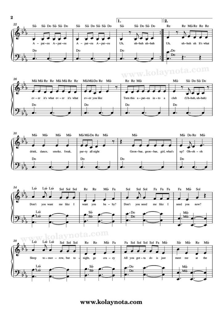 APT. - Piyano Notası - 2. Sayfa