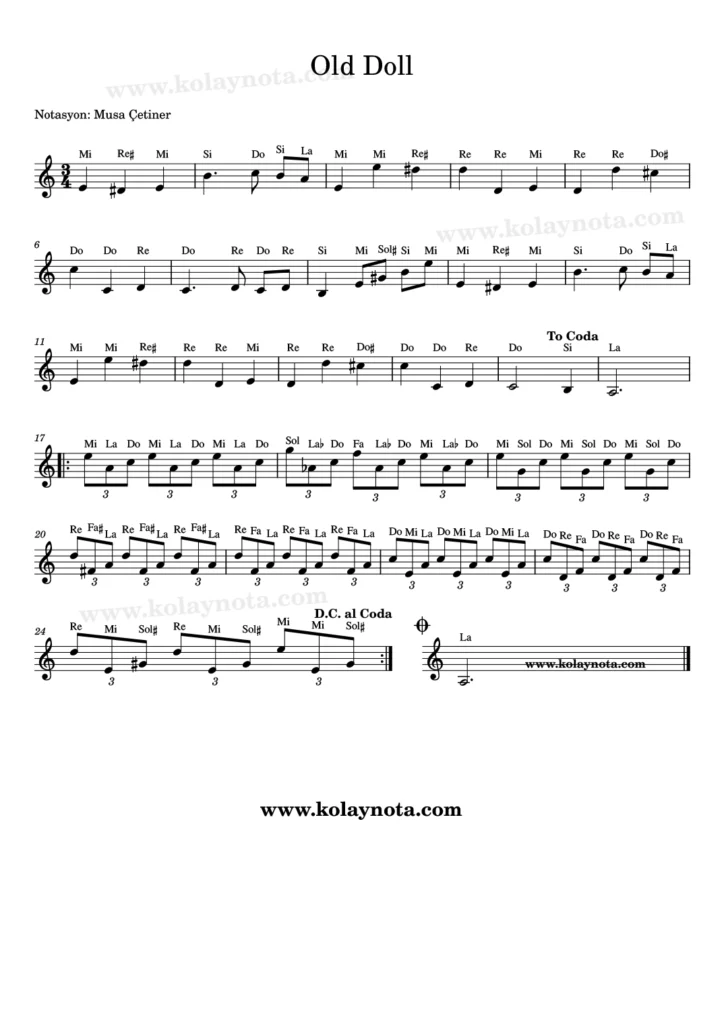 Old Doll - Nota - Free Sheet Music
