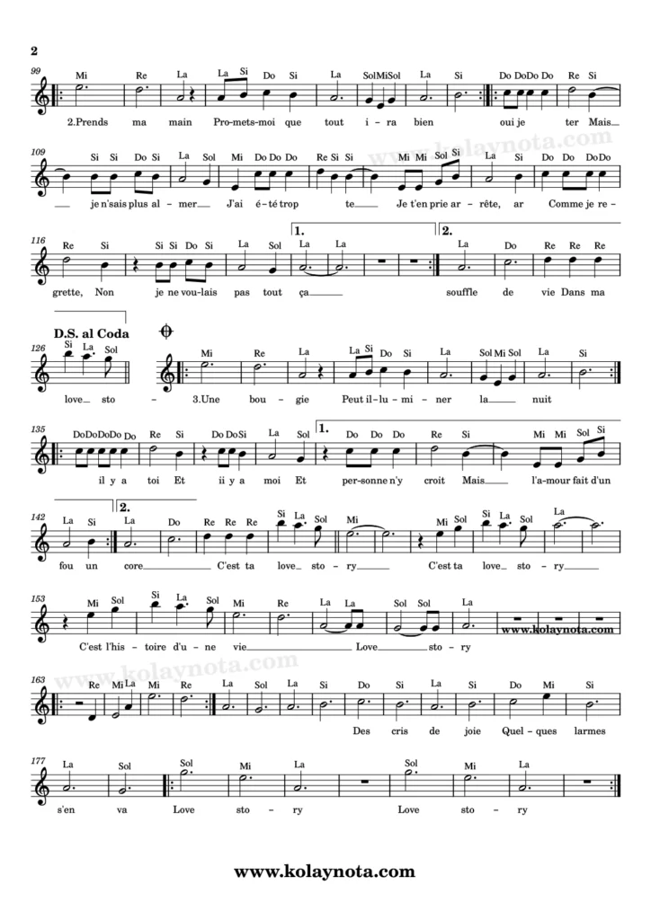 Indila - Love Story - Nota - 2